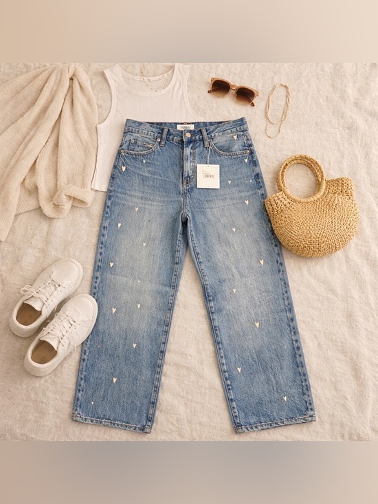 pistola Denim - Pistola Lexi Heart Confetti Vintage Jeans Size 25 Straight Leg Distressed NWT